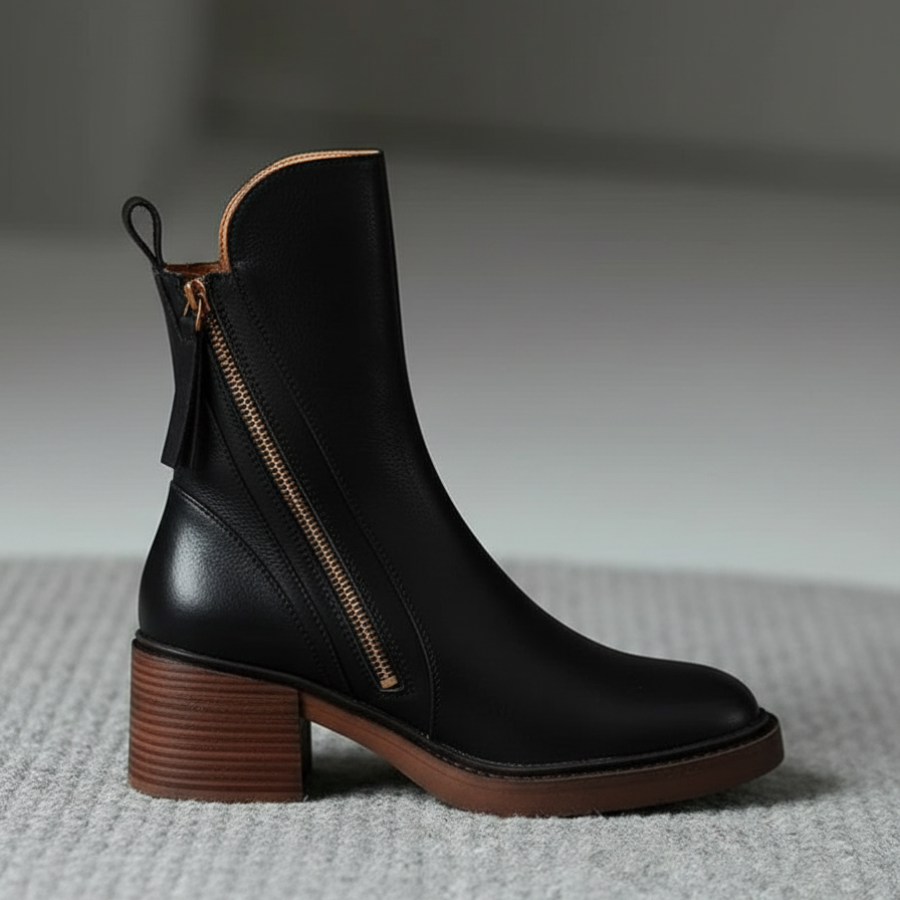 Garciel™ | Botines de cuero atemporales con tacón cómodo